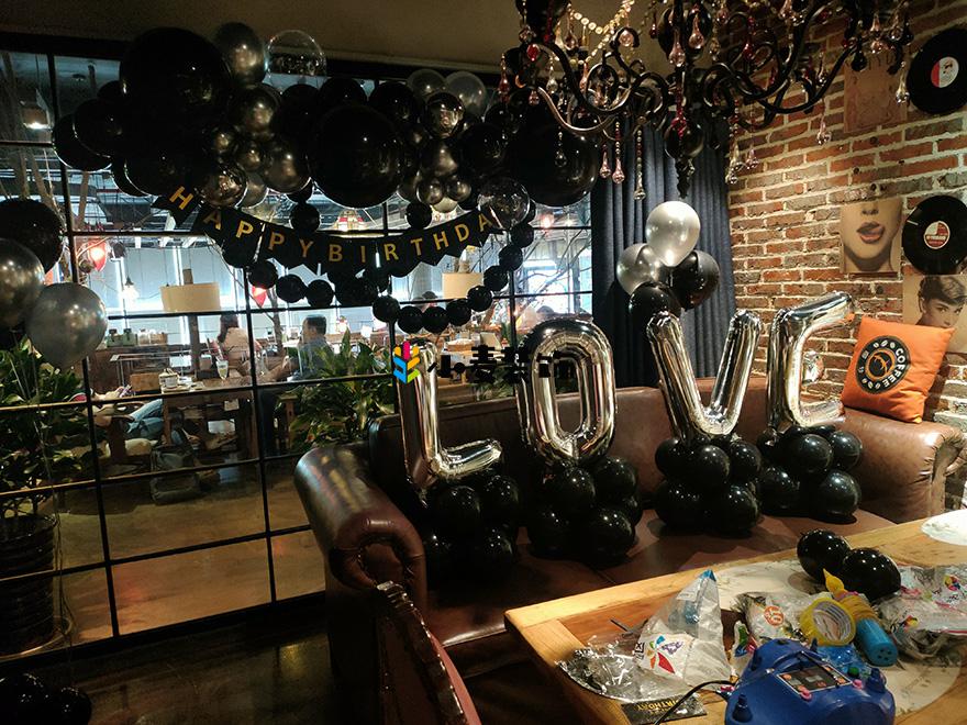 济南奥体中心咖啡厅生日气球布置